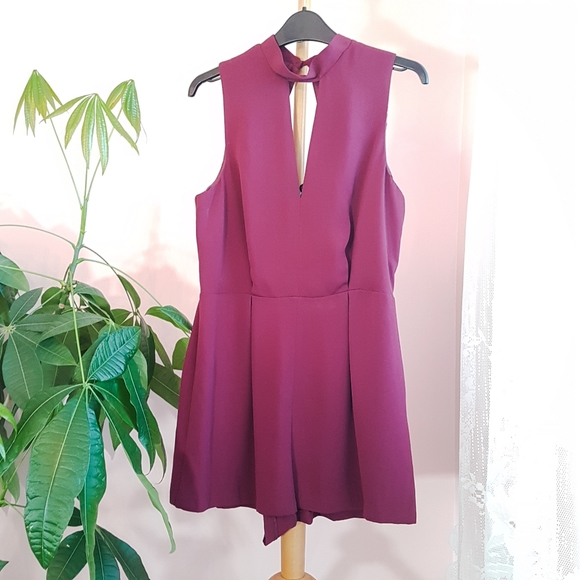 TOPSHOP wine / burgundy & black lace romper - Picture 6 of 9